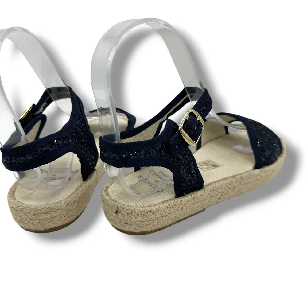 Crewcuts x Childrenchic Navy Glitter Espadrille Sandals Made in Spain Size 34
